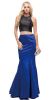 Short Top Long Ruffled Back Skirt Two Piece Prom Dress in Royal Blue